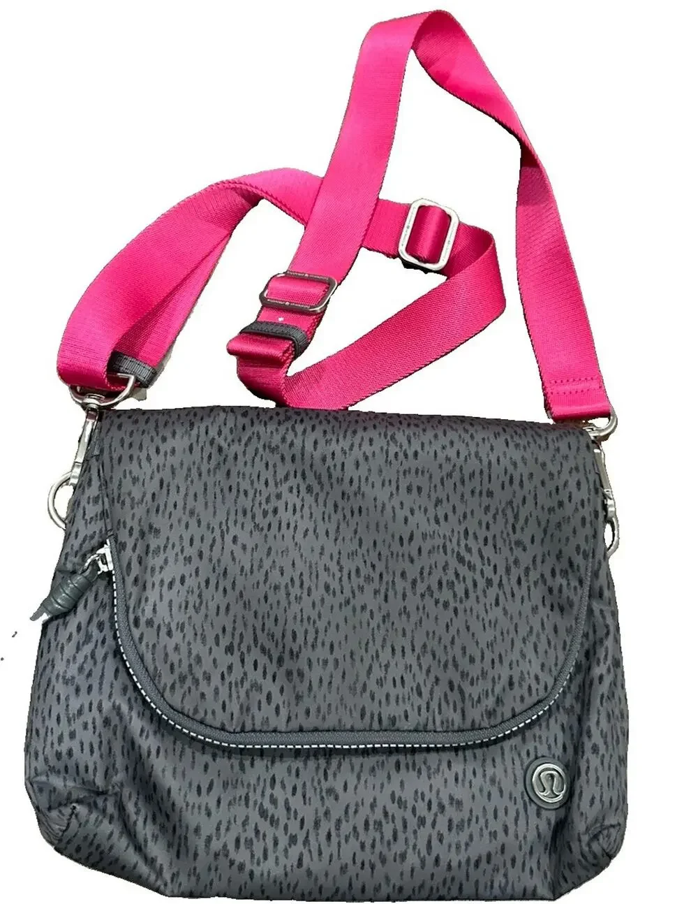lululemon athletica Go Your Om Way Gray Pink Crossbody Bag Zip Pouch Strap- NWOT